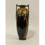 An Art Deco Phoenix ware twin handled vase by Thomas Forester Ltd., Cira 1920's,having a flared