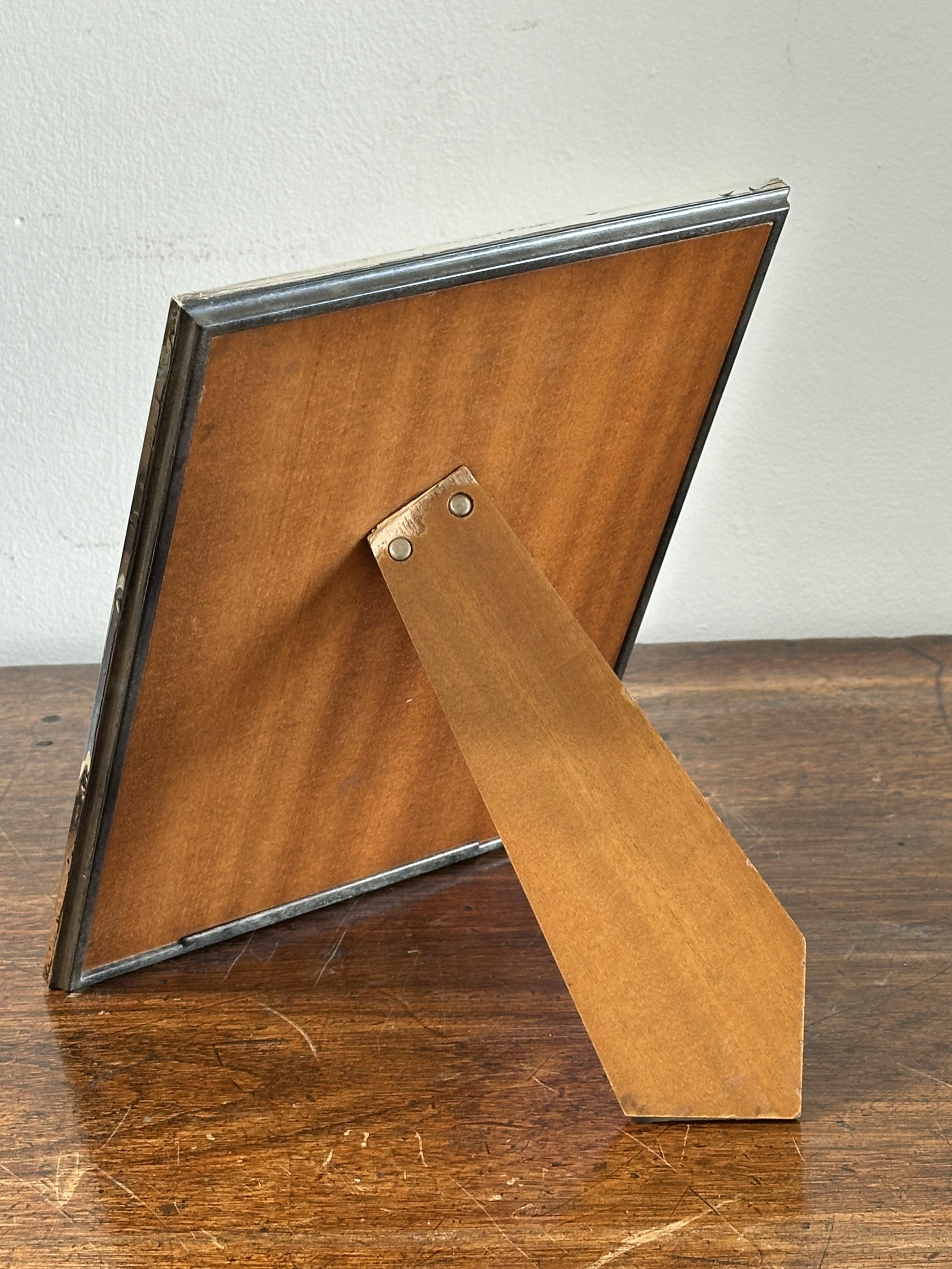 A 1920s large silver rectangular photograph frame with engine turned decoration and scrolling leaf - Image 2 of 2