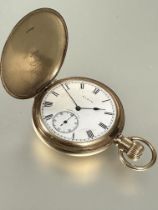 A 9ct gold cased  Elgin American full hunter presentation pocket watch with white enamel dial and