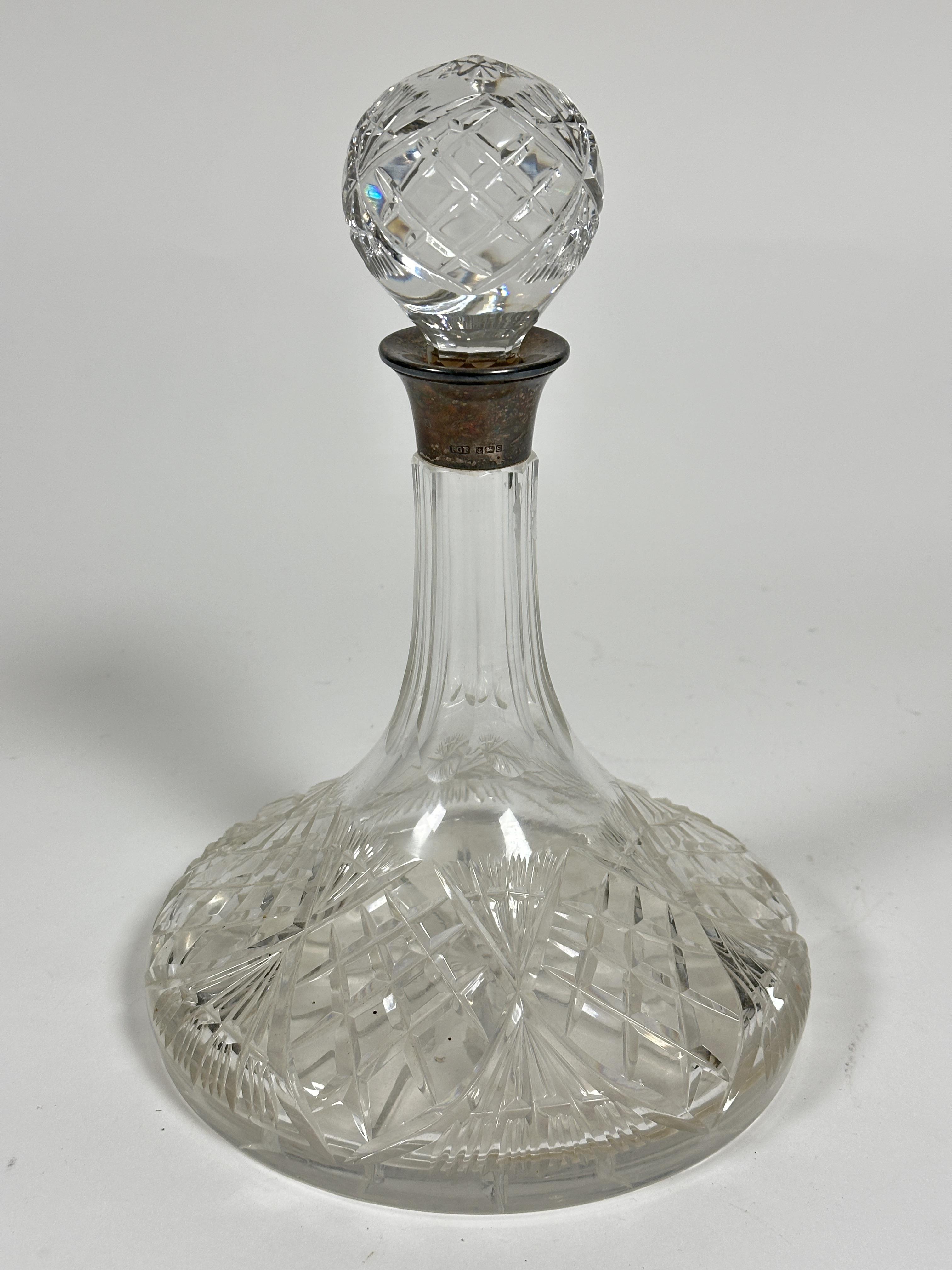 Property of the late Countess Haig, A crystal slice cut ships port decanter with  Birmingham
