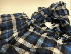 A pair of Scottish Ballantyne Ray, blue, grey and black checked/tartan weaved wool throws. (100%