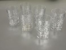 A set of six crystal large slice cut leamonade/ cocktail glasses one with slight chip to rim H x