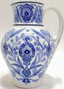 An unusual Victorian Wedgwood blue and white "Persian" pattern jug (impressed and lozenge marks