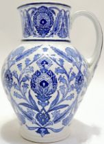 An unusual Victorian Wedgwood blue and white "Persian" pattern jug (impressed and lozenge marks