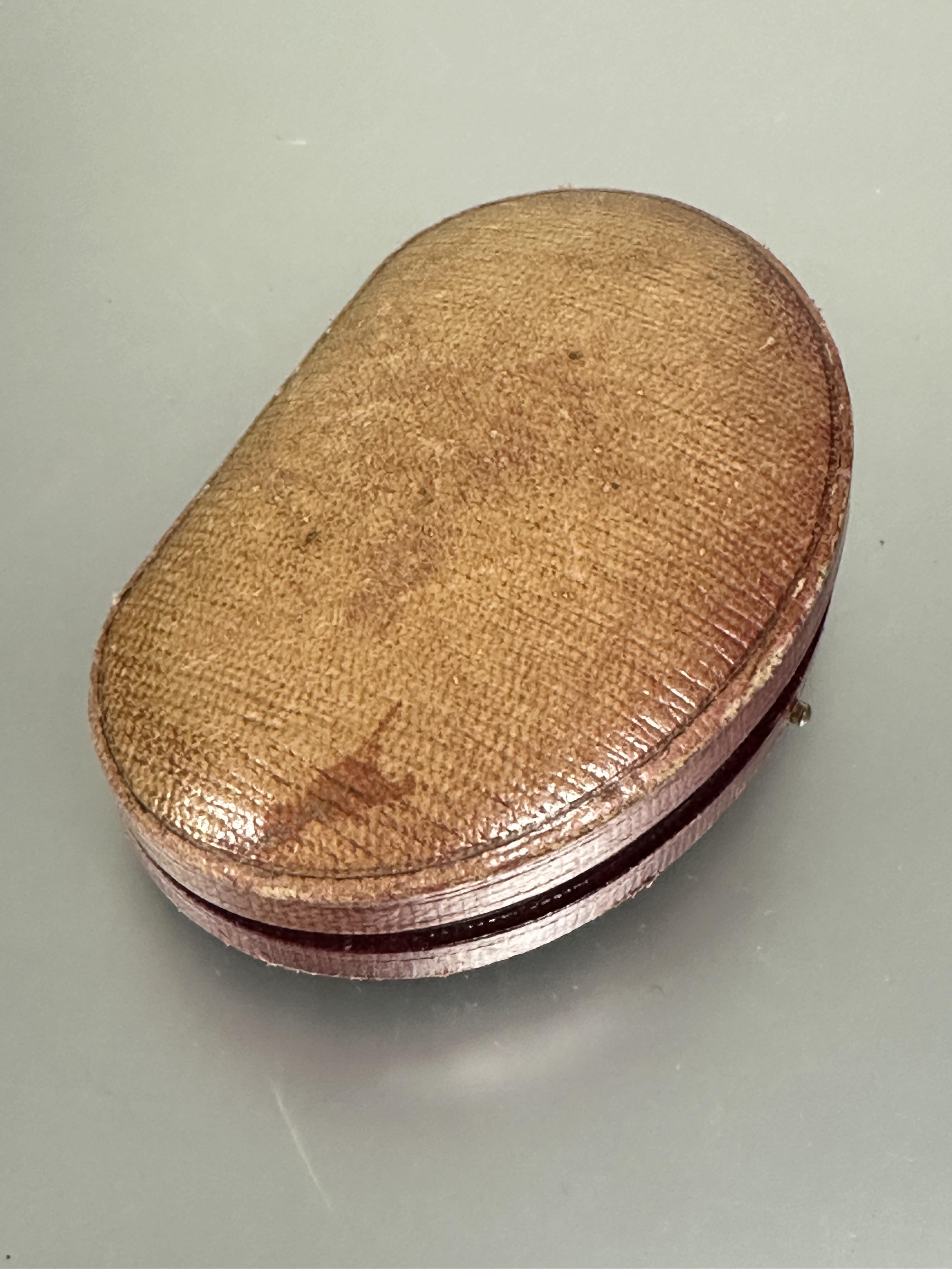 A Edwardian John James & Sons Reddich Moroccan faded red leather shaped sewing case fitted with - Image 3 of 5