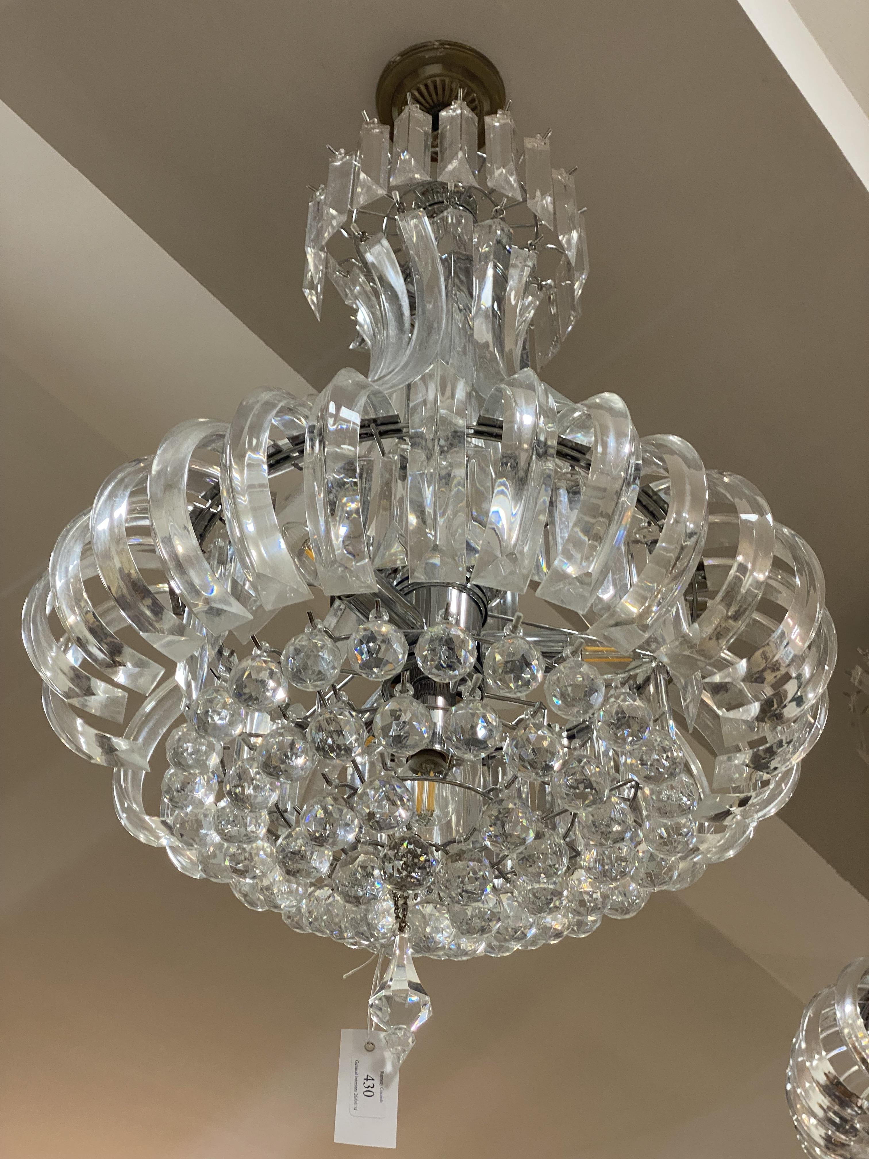 A pair of contemporary chandeliers in the Belle Epoch style, with acrylic lustre drops and five - Image 2 of 3