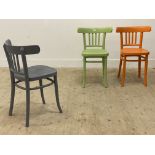 A set of three bentwood side chairs, first half of the 20th century, in later paint. H76cm.