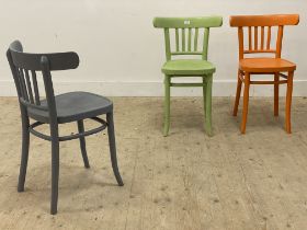 A set of three bentwood side chairs, first half of the 20th century, in later paint. H76cm.