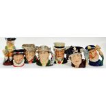 A group of Royal Doulton miniature Toby character jugs including Beefeater, Sir Henry Doulton,