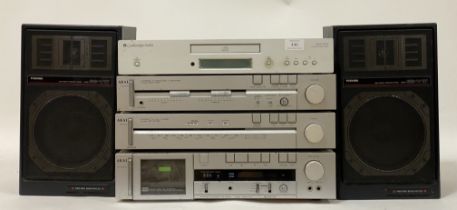 Audio separates, a Cambridge audio azur 540c CD player, an Akai stereo integrated amplifier (model