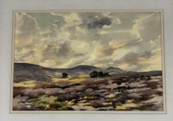 E. Charles Simpson (British 1915-2007), "August Evening from Carlton Moor Coverdale", watercolour,