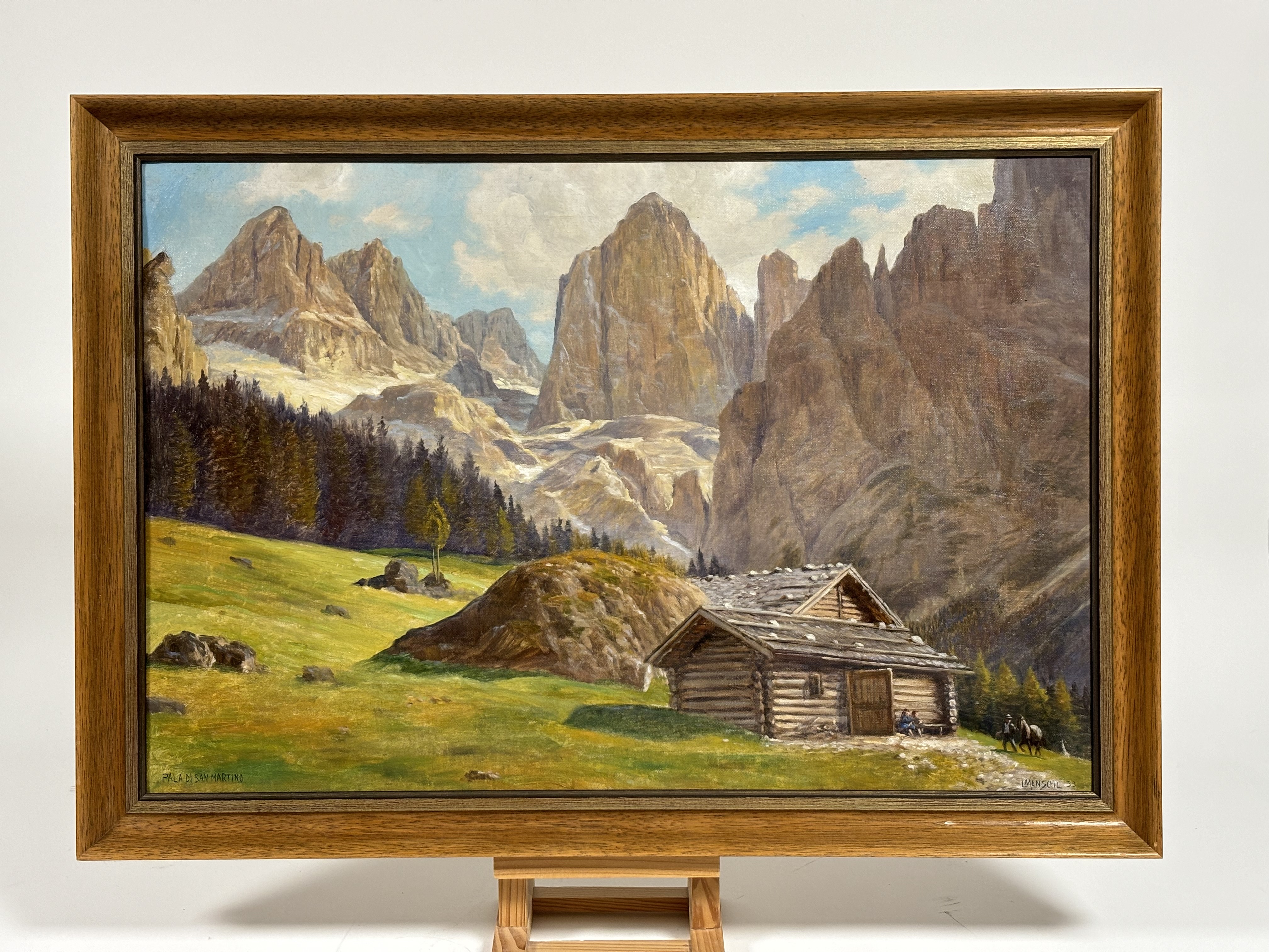 L.Menschl, Study of an Italian Mountain -  "Pala di san Martino", titled, signed and dated 33, oil