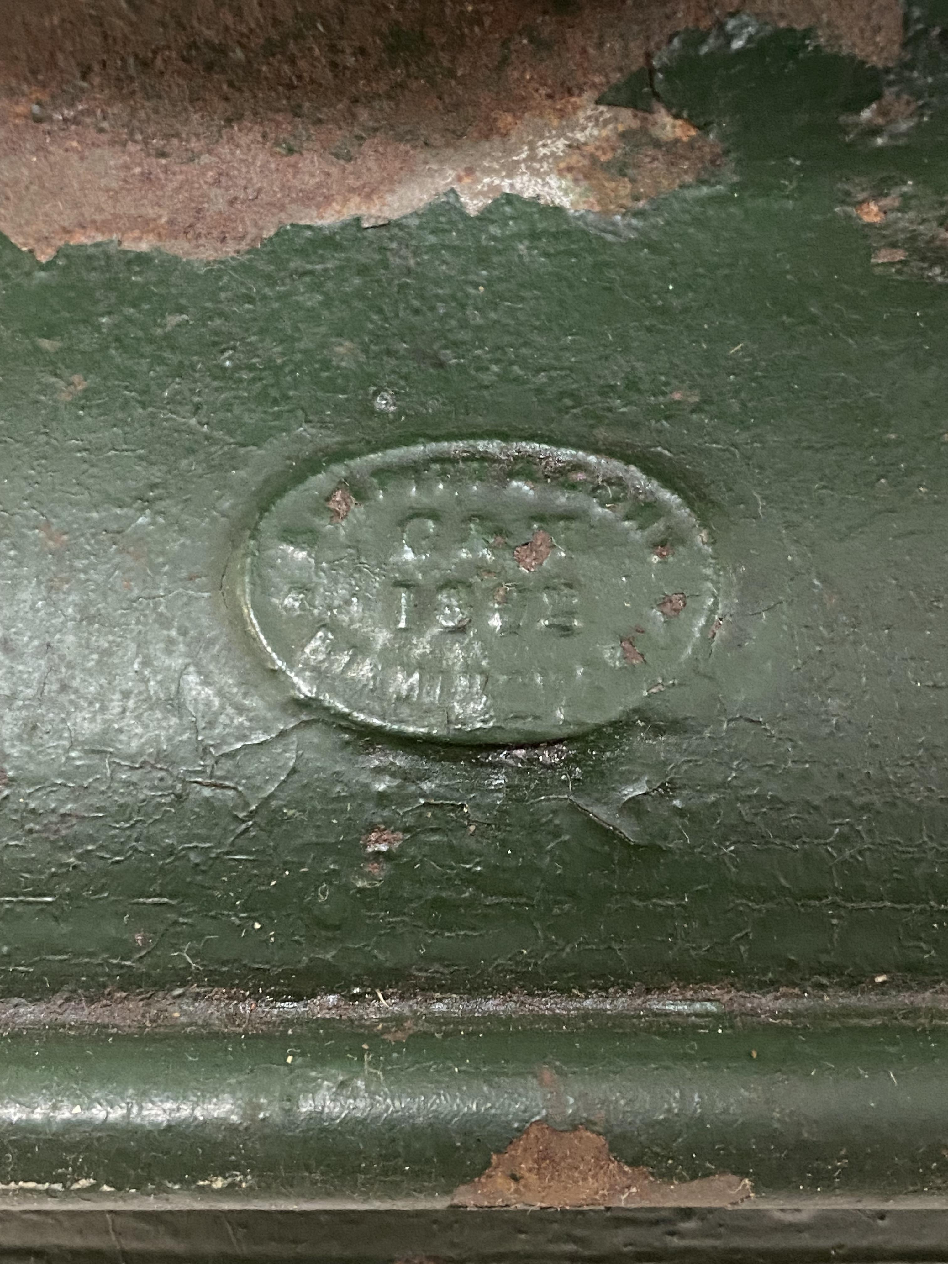 A 19th century green painted station wall lantern, bearing Pitter & Sons metal label, fiinial on - Image 3 of 4