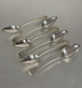 A set of five George III Edinburgh silver Old English pattern table spoon by William and Patrick
