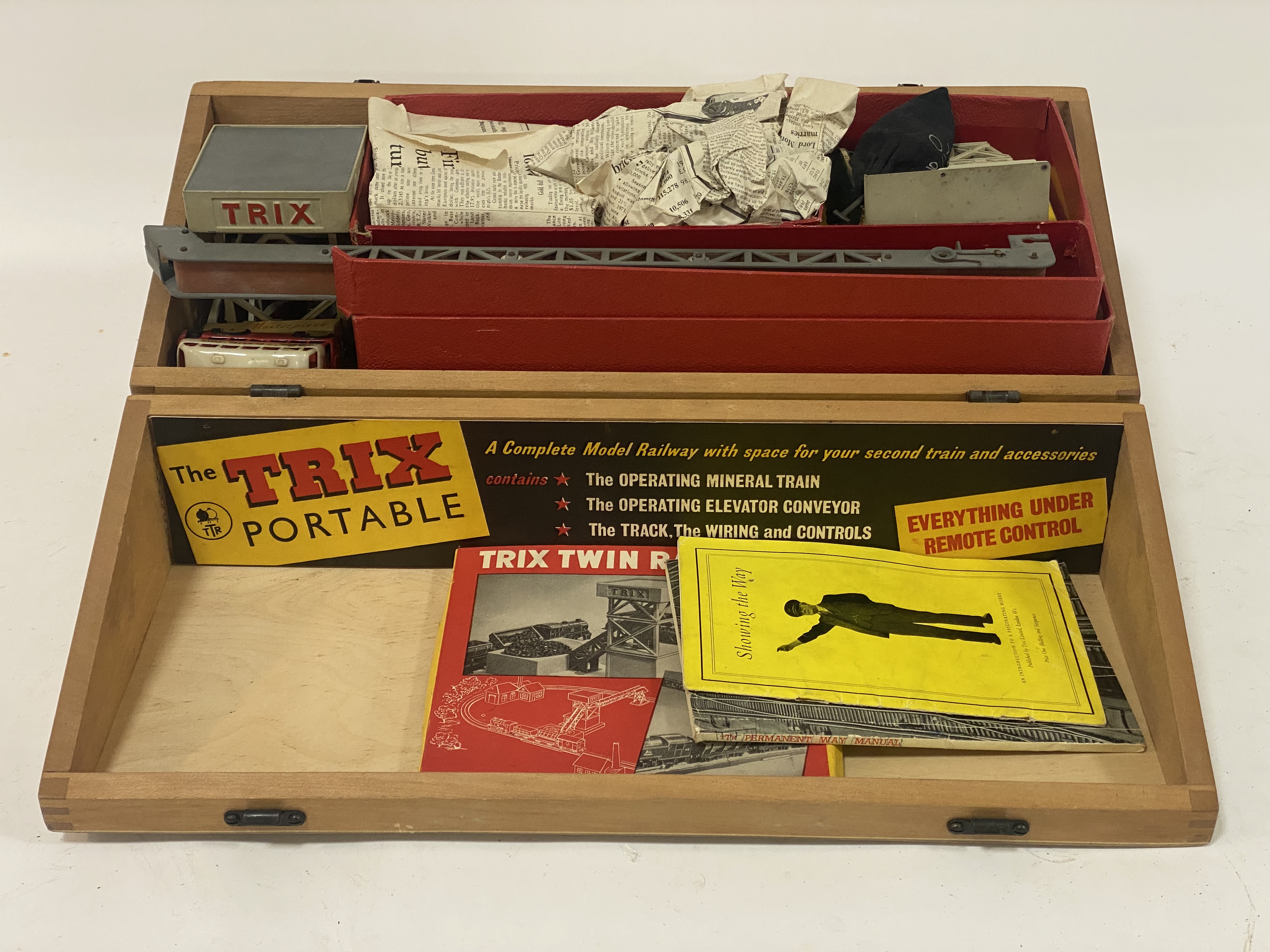 Vintage Toys, The Trix portable model railway in original fitted case. W54cm.