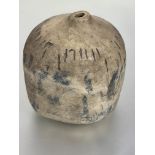 A Eddie Thompson Gatehouse Rodil Pottery Isle of Harris stoneware coconut shaped vase with incised