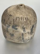 A Eddie Thompson Gatehouse Rodil Pottery Isle of Harris stoneware coconut shaped vase with incised