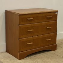 McIntosh, a teak chest of three drawers, circa 1980's. H73cm, W79cm, D45cm.