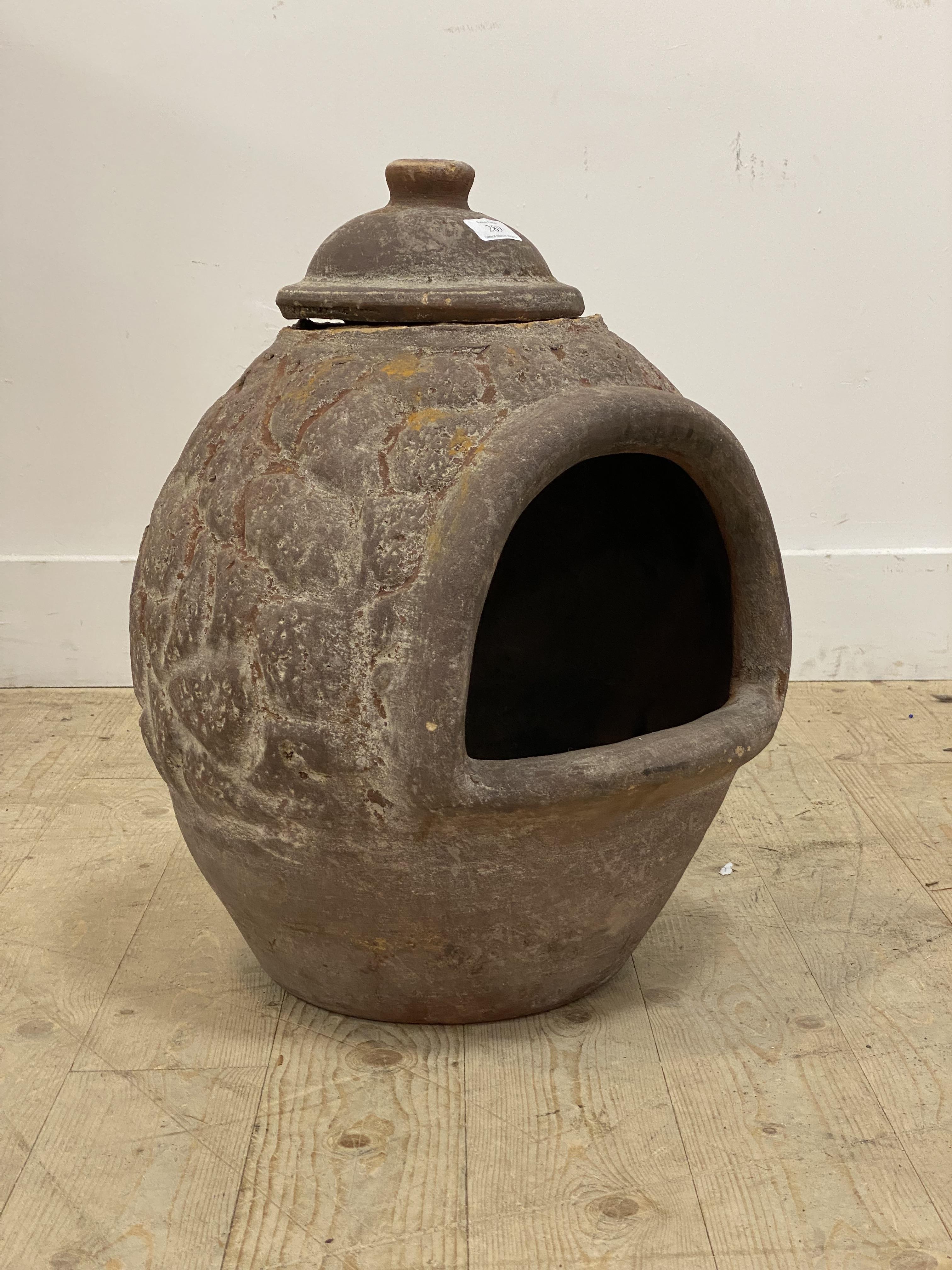 A Vintage terracotta chimenea / patio log burner (a/f) H50cm