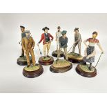 A collection of resin Golf figures including Sporting Legends Edinburgh Young Tom Morris and five