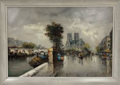 Antonio DeVity (Italian 1901-1993), An Impressionist scene of Paris, Notre Dame with the River Seine