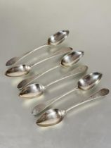 A set of four George III Edinburgh silver Old English pattern dessert spoons by Alexander Zeigler