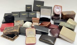 A quantity of jewellery presentation boxes including gilt embossed leather, Edinburgh retail