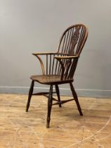 A Thames Valley beech, elm, and ash Windsor elbow chair, 19th century and later, the double hoop,