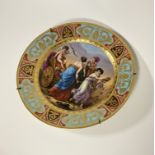 A Vienna porcelain cabinet plate, late 19th century "Triumph des Amor", painted with Classical