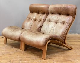 Rybo Rykken, a pair of Scandinavian leather and bentwood chairs, circa 1960's. H90cm, W70cm.