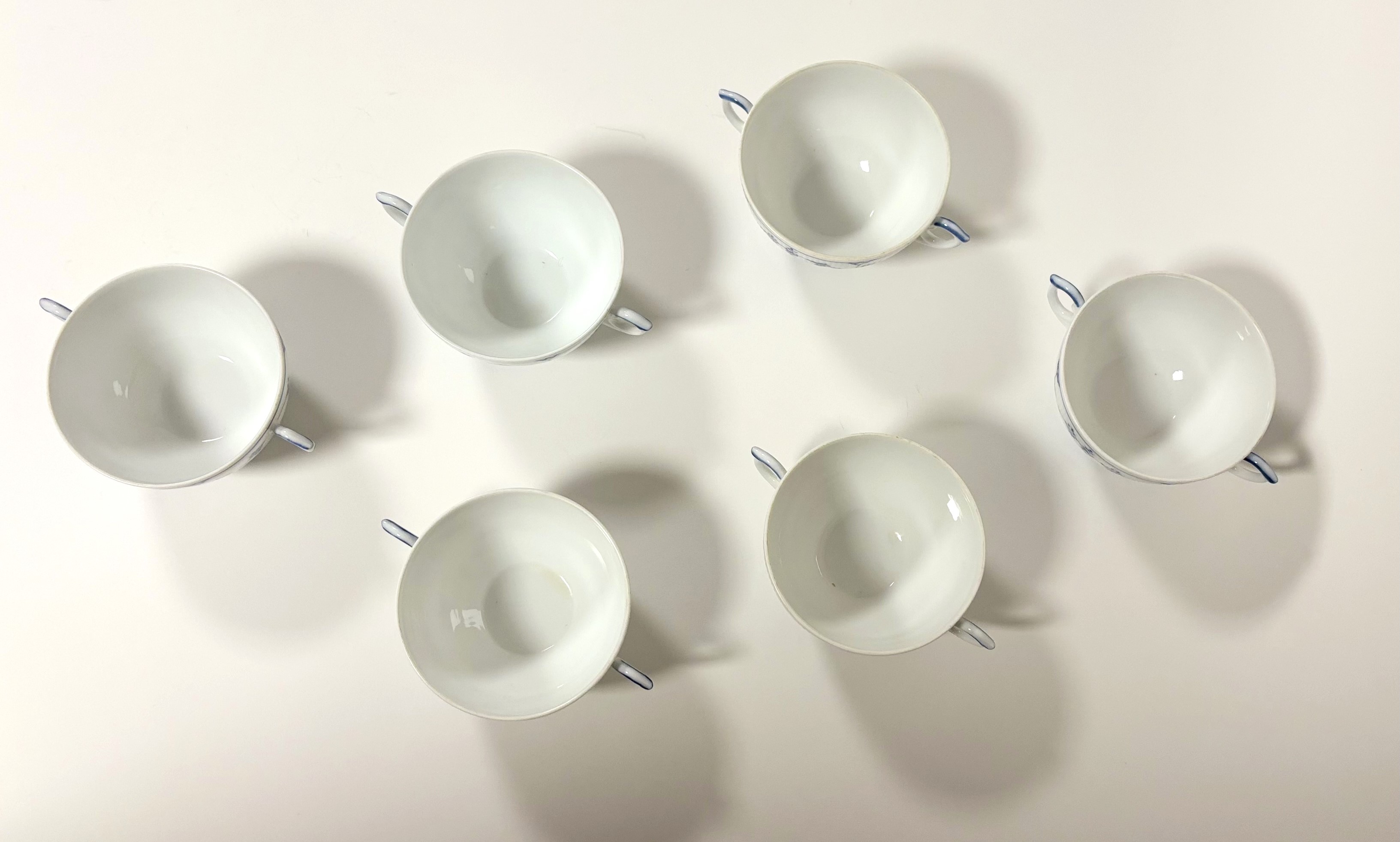 A set of six Royal Copenhagen soup cups and covers in the plain fluted blue pattern (Musselmalet), - Image 2 of 8