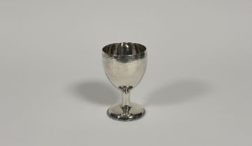 A George III silver wine goblet, marks rubbed but probably London 1783, with cup-shaped bowl on a