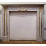 An impressive Carrara and specimen marble fire surround in the Georgian style, composed of period