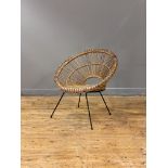 Franco Albini (Italian, 1905 - 1977) a wicker hoop chair, circa 1950's, of circular form, raised