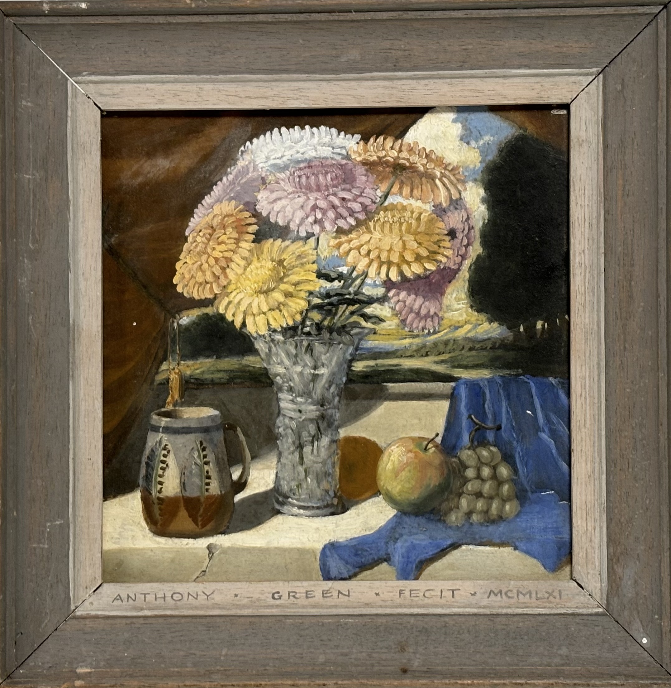 Anthony Green R.A. (British, 1939-2023), Still Life with Chrysanthemums, Fruit and Mug, signed and - Image 2 of 2