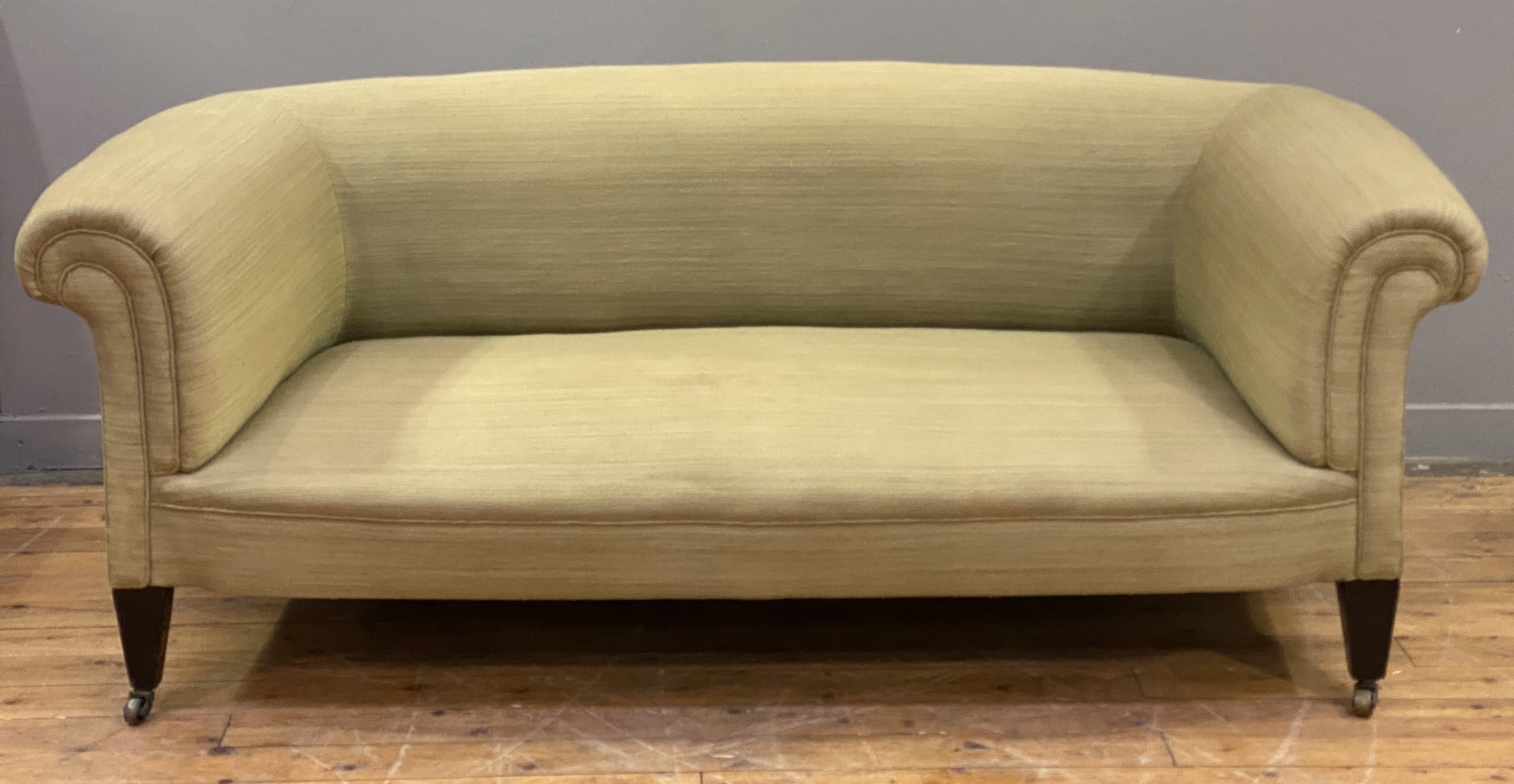 An Irish Chesterfield sofa, third quarter of the 19th century, well upholstered in sage green cotton - Image 2 of 2