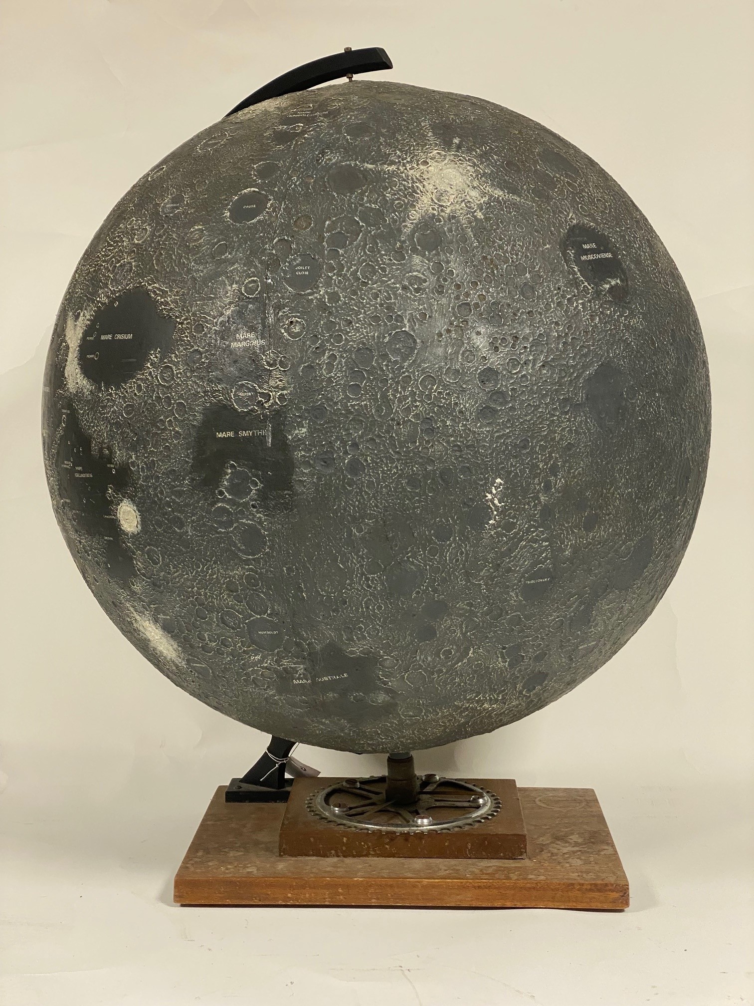 A rare large (24 inch) three-dimensional topographical lunar globe, c.1969, believed to be by Arthur