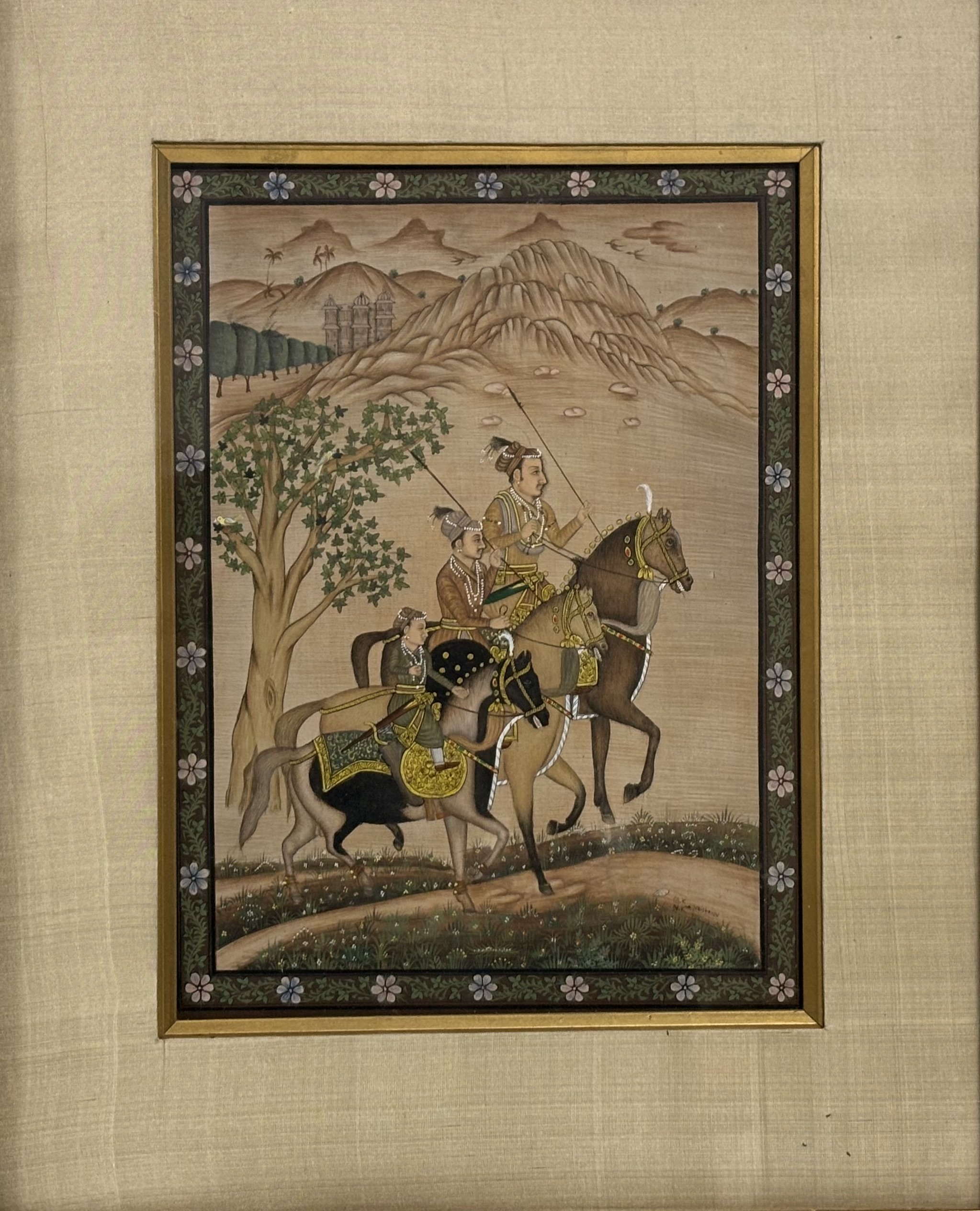 After Balchand (Mughal artist, early 17th century), a 20th century watercolour depicting the three - Image 2 of 2
