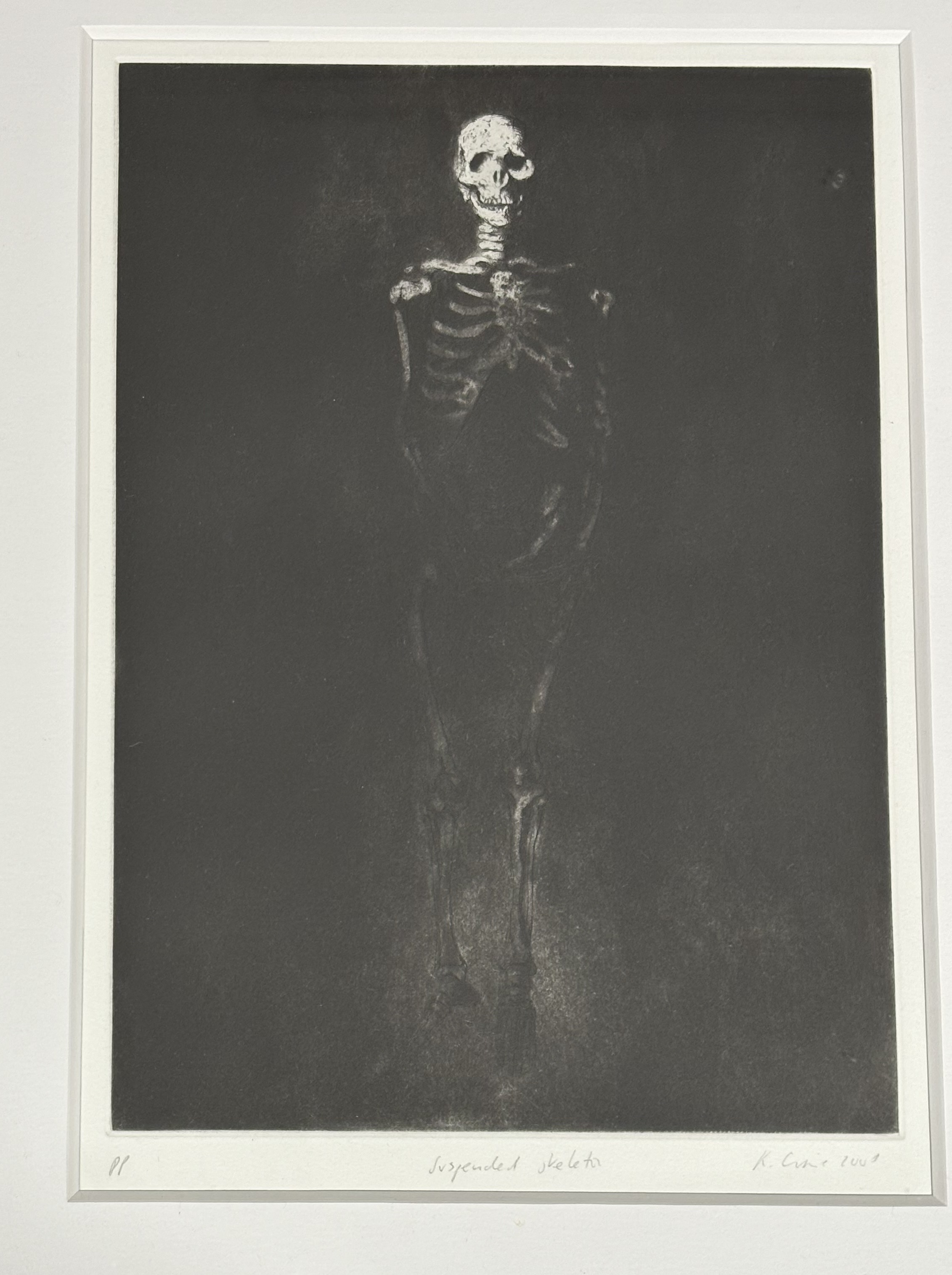 Ken Currie (Scottish, b. 1960), "Suspended Skeleton", signed, indistinctly dated, titled and further - Image 2 of 3
