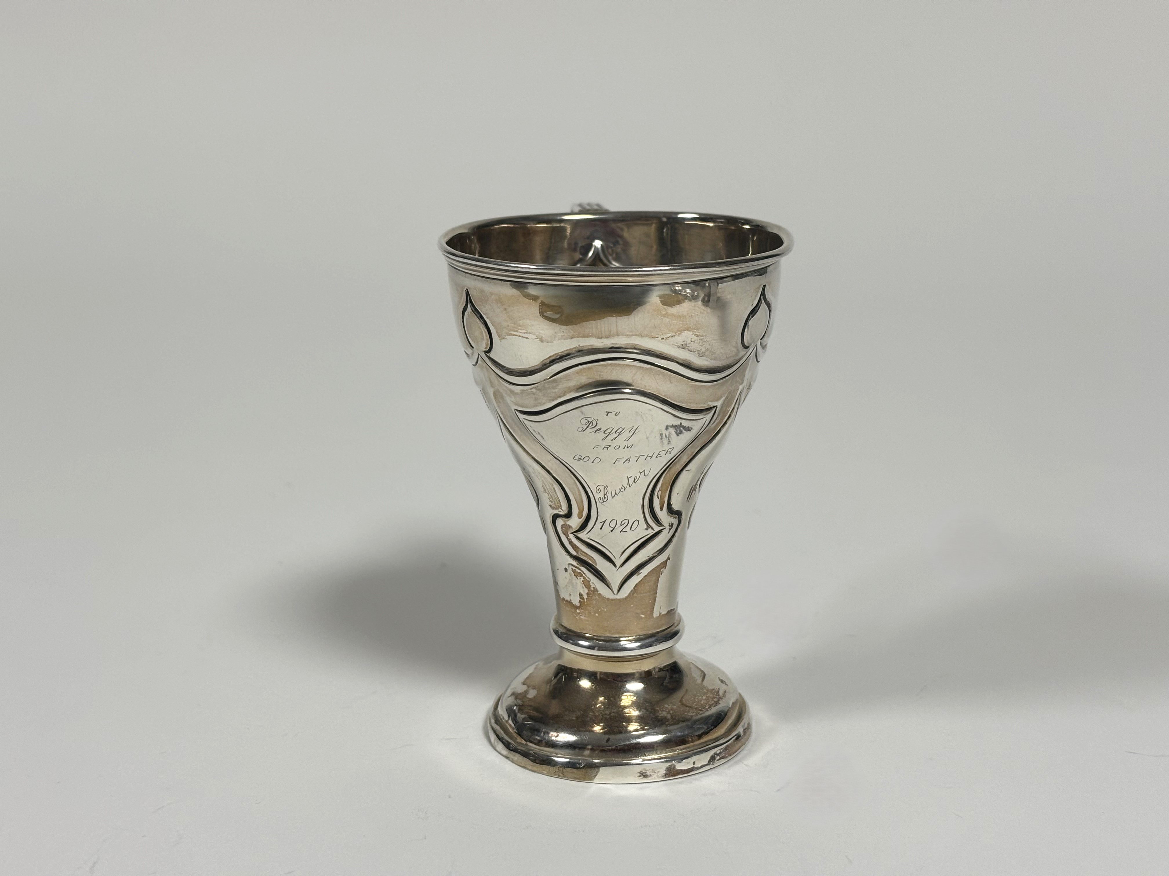 An Edwardian silver Christening cup in the Art Nouveau taste, Robert Pringle & Sons, Chester, - Image 2 of 7