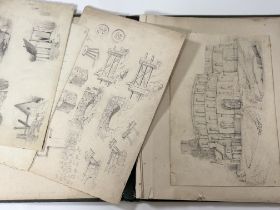 An album containing a quantity of sketches by various hands, 19th century including: Adalbert Johann