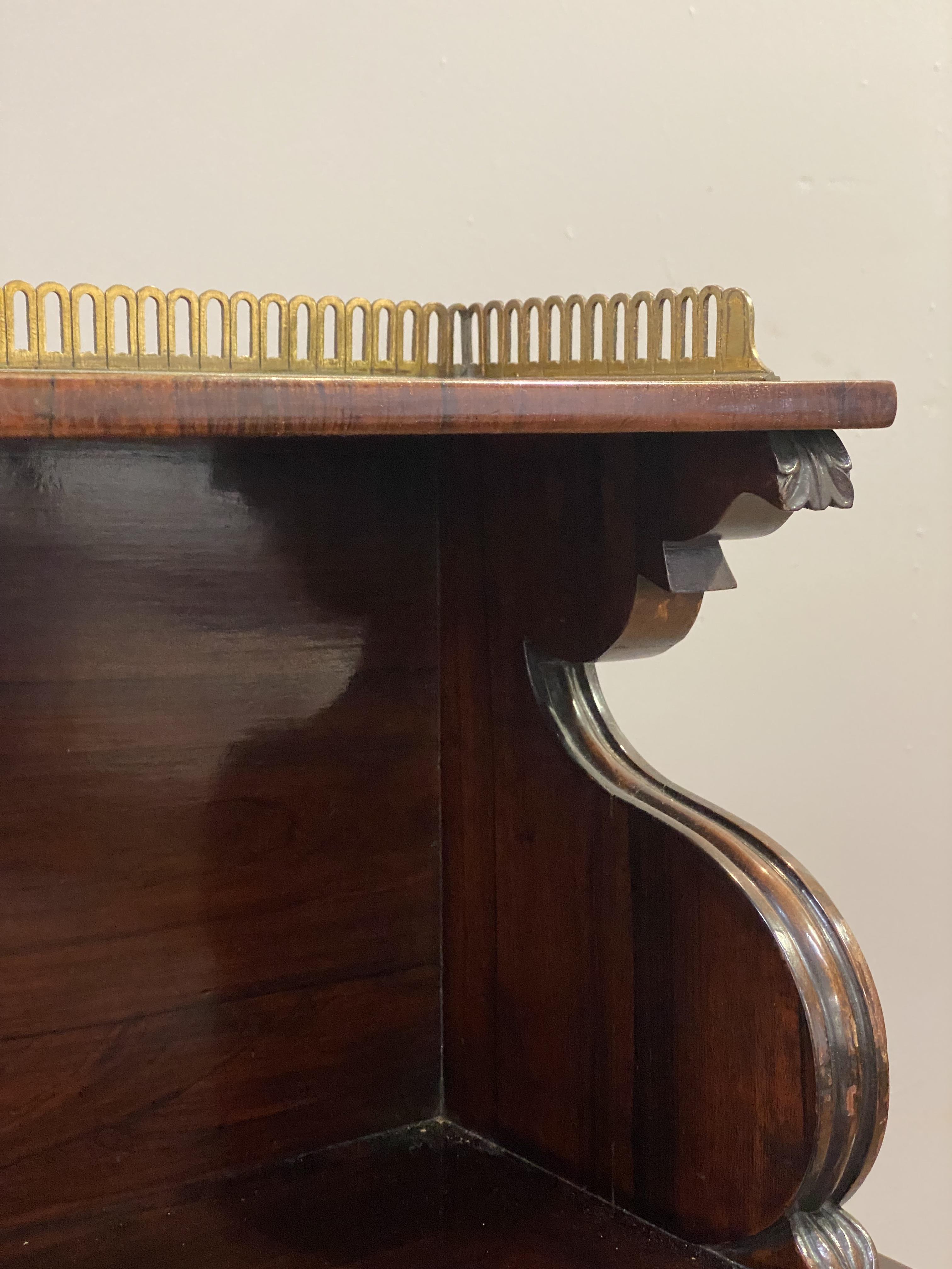 A William IV rosewood chiffonier, the raised back with pierced brass gallery, above a frieze - Image 2 of 2