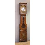 A 19th century French 'Comtoise Morbier' longcase clock, the scumbled pine case with floral