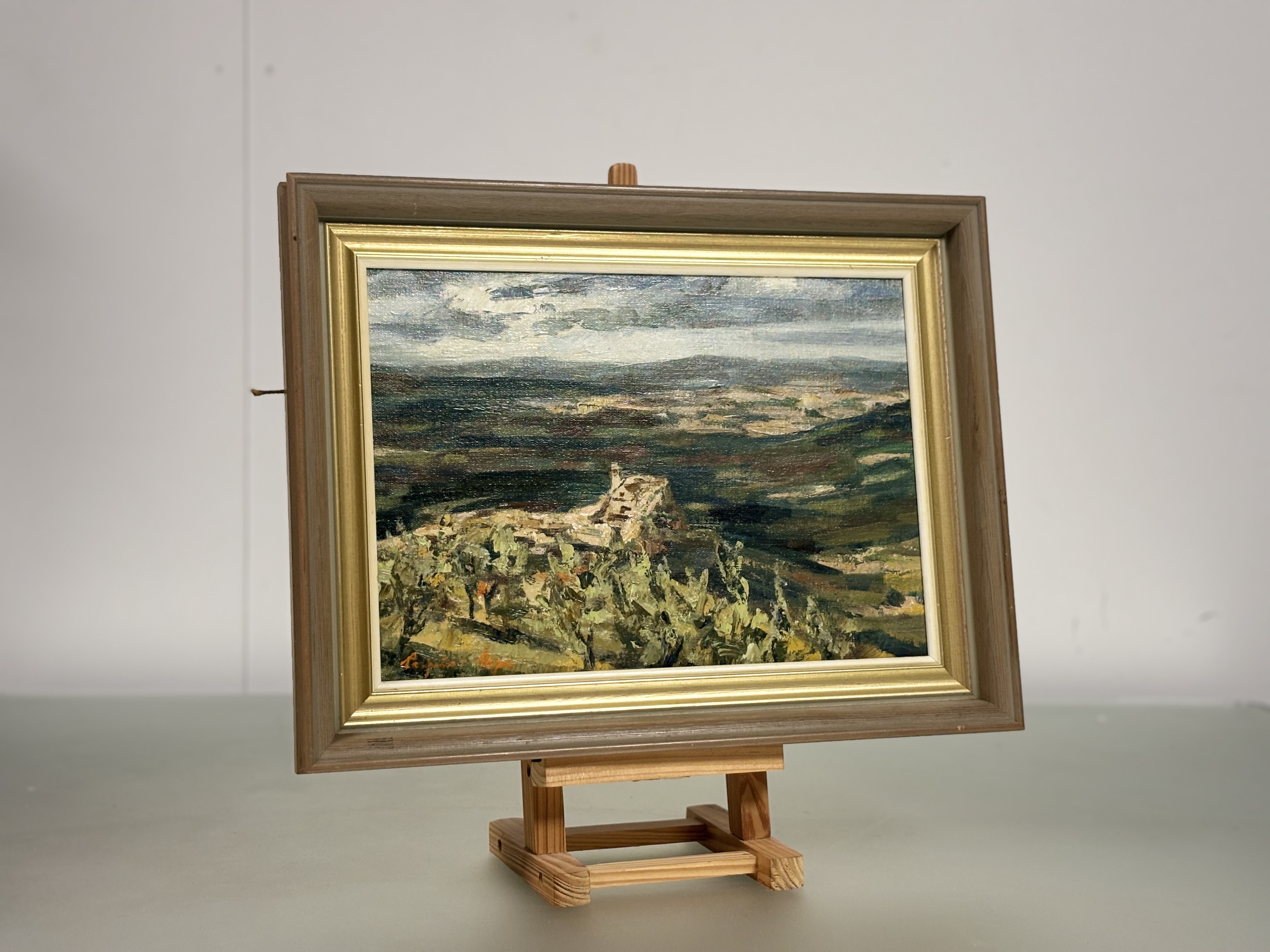 Perpetua Pope (Scottish, 1916-2013), Assisi from Above, signed lower left, oil on board, framed.