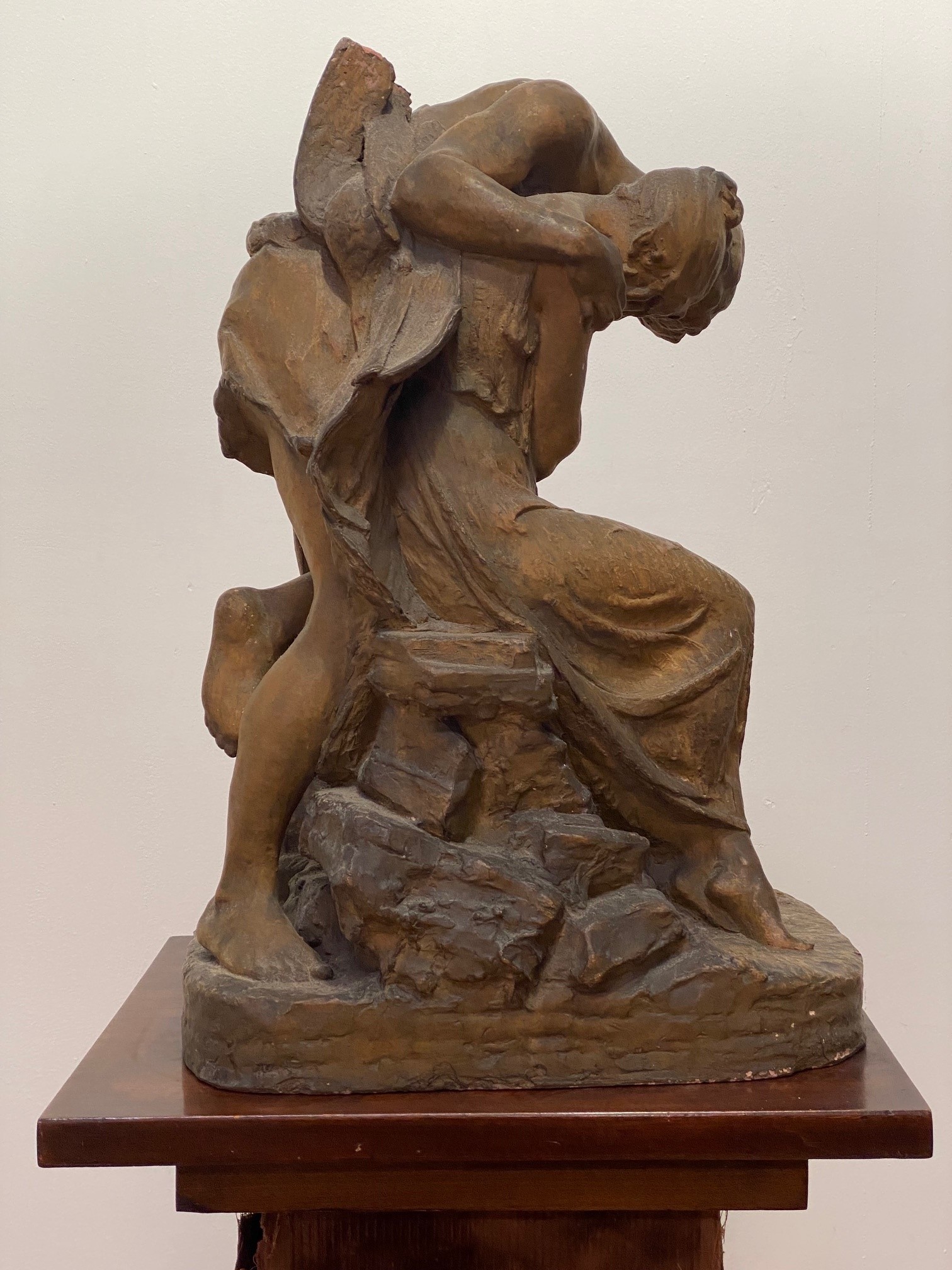 Archibald MacFarlane Shannan A.R.S.A. (Scottish, 1850-1915), "The Idyll", a terracotta maquette, - Image 3 of 3