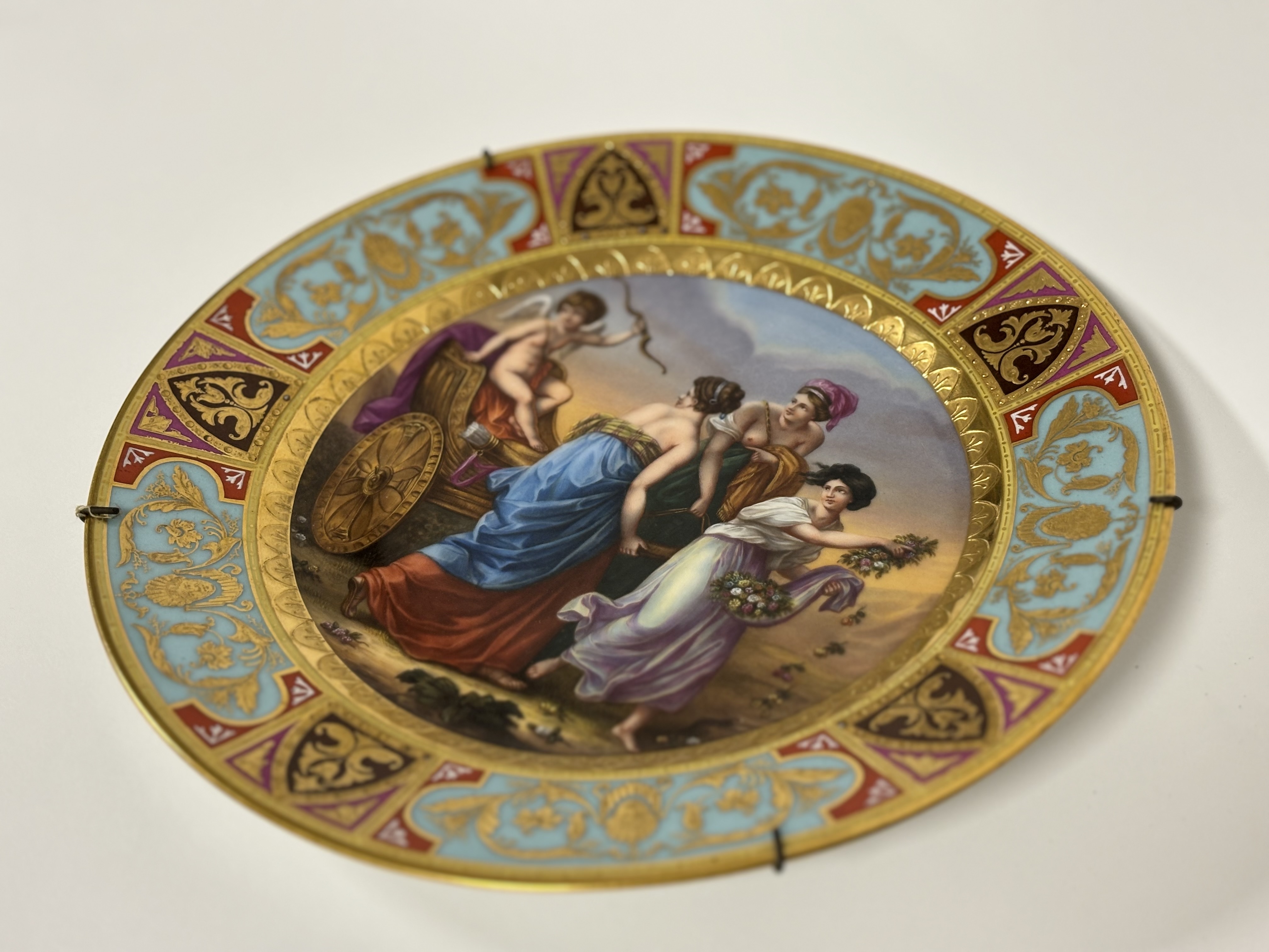 A Vienna porcelain cabinet plate, late 19th century "Triumph des Amor", painted with Classical - Image 2 of 3