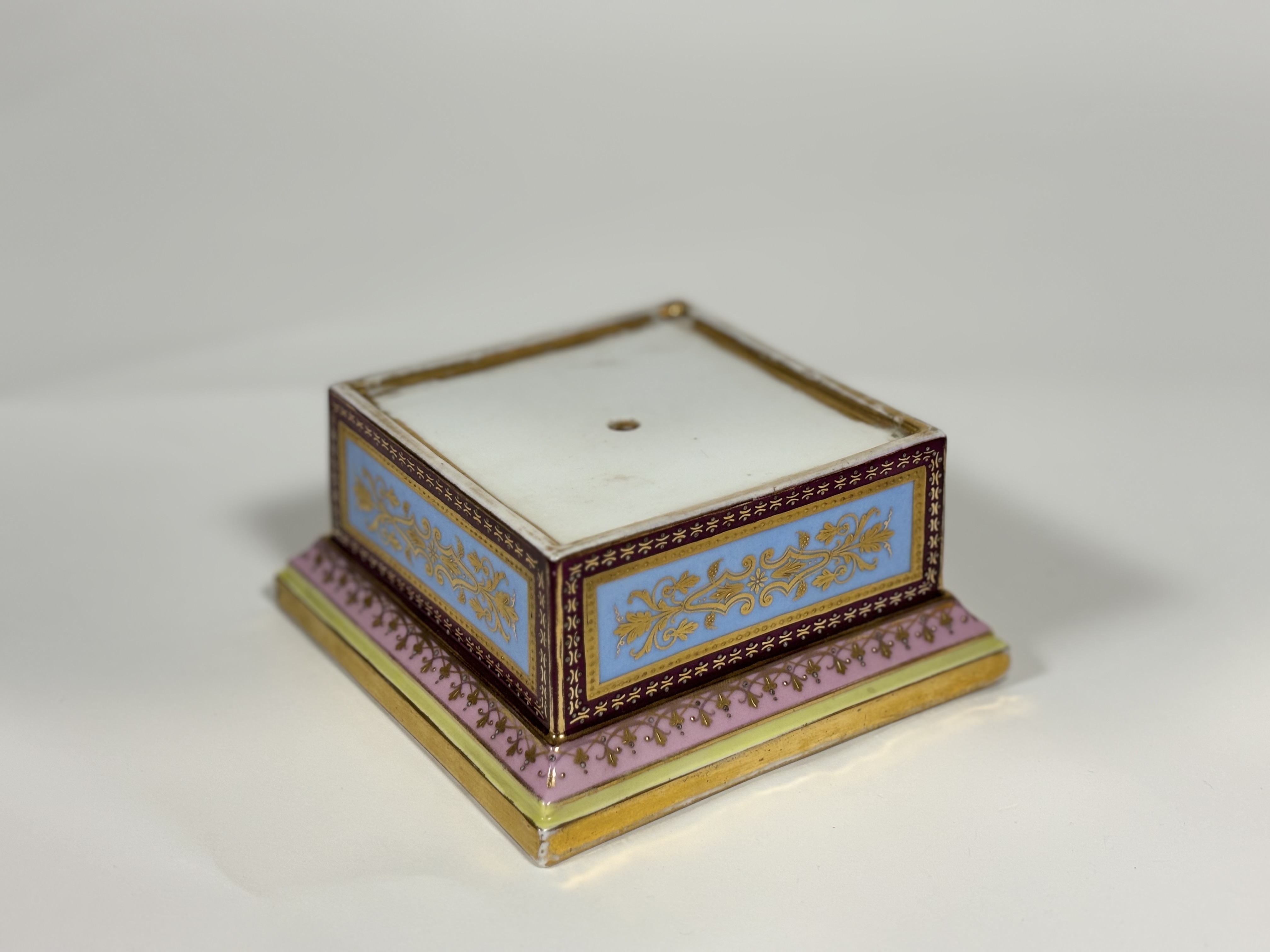 A late 19th century Vienna porcelain covered urn on stand, of hipped baluster form, painted with a - Image 5 of 8