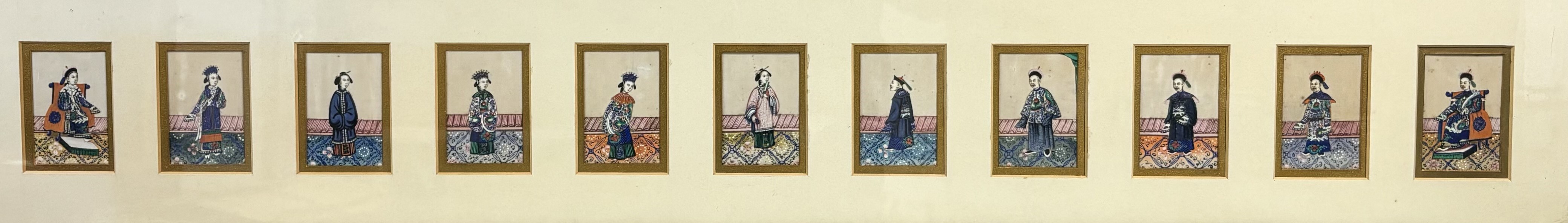 Chinese School, late 19th century, a set of eleven portraits, a seated male and female dignitary