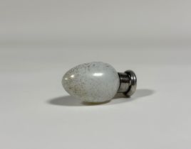 A late Victorian silver-mounted novelty egg-form scent bottle, Sampson Mordan, London 1887, the