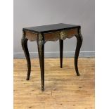 An ebonized and boulle-work side table of rectangular outline, late 19th century, the frieze with